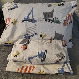Pottery Barn Kids Colorful Jax Construction Vehicle 3-PC Sheet Set Boys Bedding